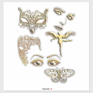 Sticker masque d'or face ange papillon clipart