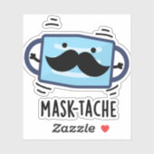 Sticker Masque Drôle Masque Drôle Masque Mustache Pun (Feuille)