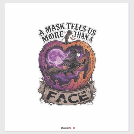 Sticker Masque En Dit Plus Que Visage Halloween Sorcière P (Feuille)