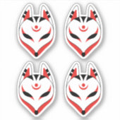 Sticker Masque japonais Kitsune Fox, Ensemble de 4 (Devant)