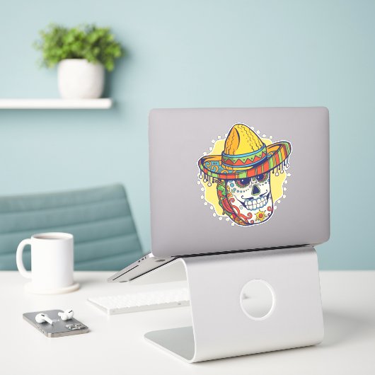 Sticker Masqué mexicain Taco Funny (Ordinateur portable sur le bureau)