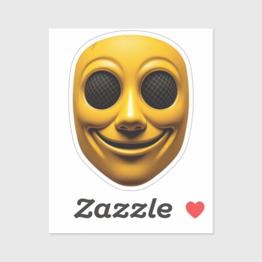 Sticker Masque souriant jaune (Feuille)