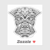 Sticker Masque Tiki noir et blanc (Feuille)