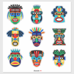 Sticker Masque tribal ethnique