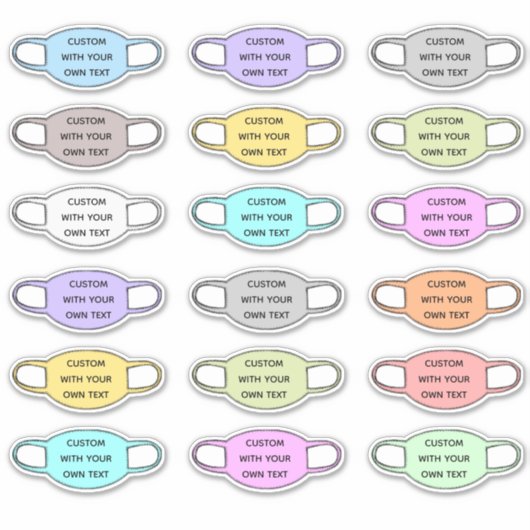 Sticker Masque Visage Texte Personnalisé Formé (Devant)