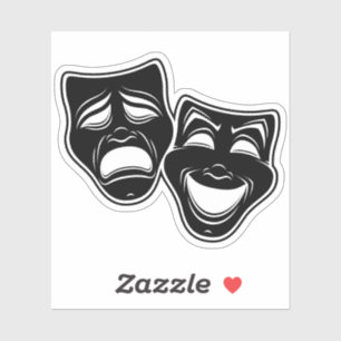 Sticker Masques de Comédie et de Tragédie Noir et Blanc In