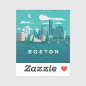 Sticker Massachusetts Night Cityscape | Boston City (Feuille)