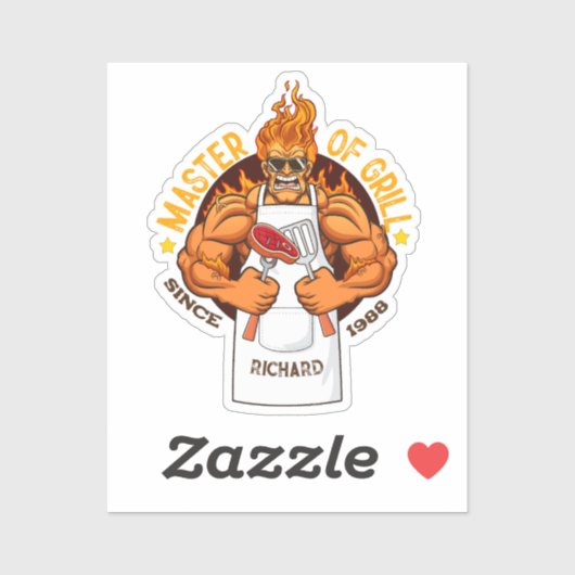 Sticker Master Fête des pères grill Cadeau BBQ Chef Papa (Feuille)