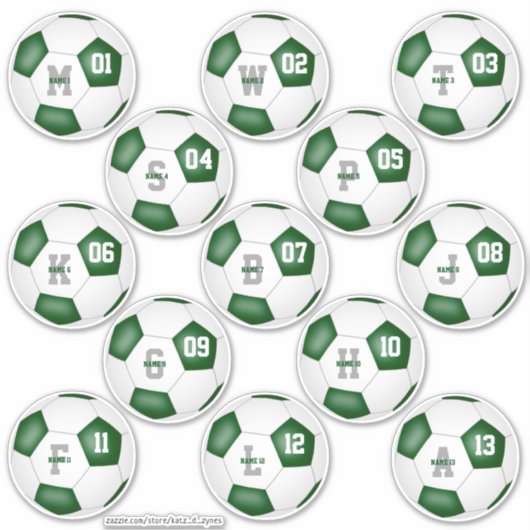 Sticker match blanc vert fin de saison jeu de 13 (Devant)