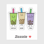Sticker Matcha boba thé lait de boisson verte Taro tapioca (Feuille)