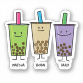 Sticker Matcha boba thé lait de boisson verte Taro tapioca (Devant)