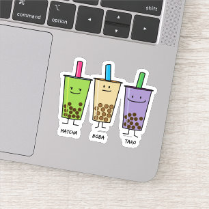 Sticker Matcha boba thé lait de boisson verte Taro tapioca