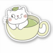 Sticker Matcha boba thé vert, matcha chat (Devant)