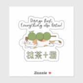 Sticker Matcha Green Tea Dango Mochi Chat Kawaii Japonais (Feuille)