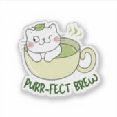 Sticker Matcha Purrfect Brew Cat (Devant)