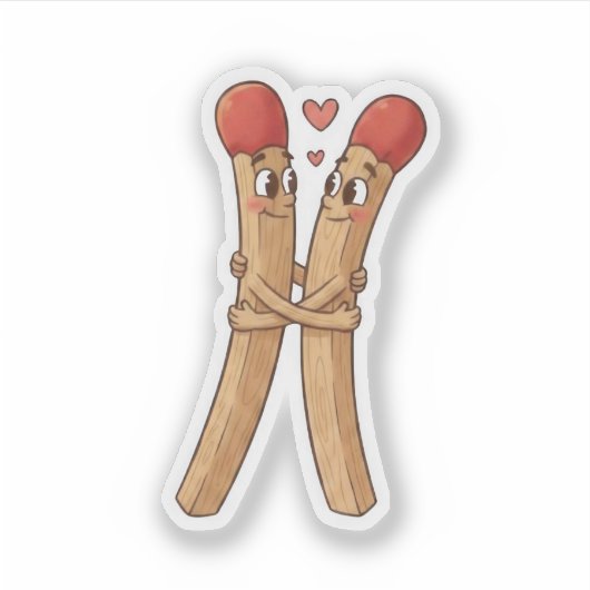 Sticker Matchstick Valentine's Day (Devant)