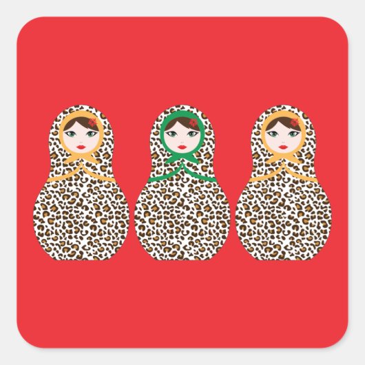 Sticker Matryoshka Imprimé Cheetah (Devant)