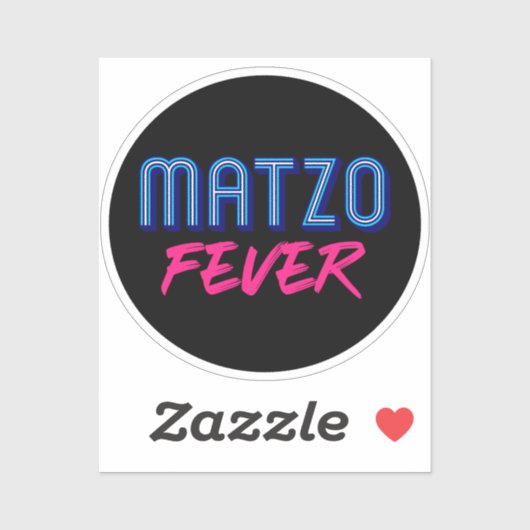 Sticker Matzo Fever bleu rose rétro Slogan juif (Feuille)