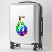 Sticker Maui Honu Tribal Hook Neon Arc-en-ciel (Sur valise)