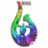 Sticker Maui Honu Tribal Hook Neon Arc-en-ciel (Devant)