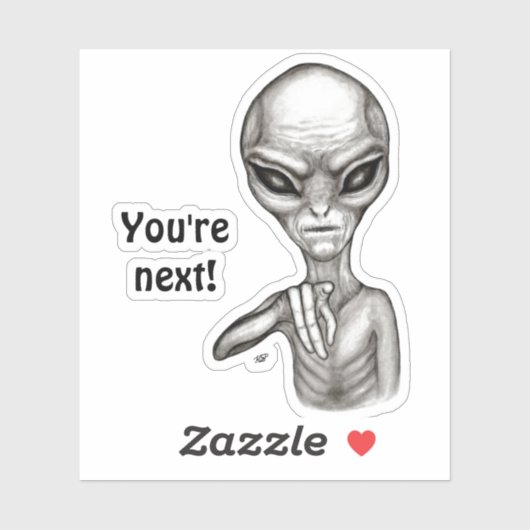 Sticker Mauvais Alien, Tu es le prochain ! (Feuille)