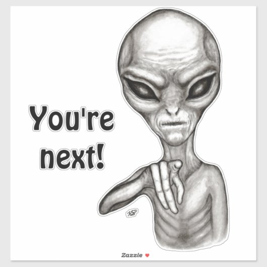 Sticker Mauvais Alien, Tu es le prochain ! (Feuille)