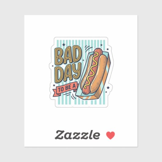 Sticker Mauvaise Journée Hot Dog Retro Vector Conception d (Feuille)