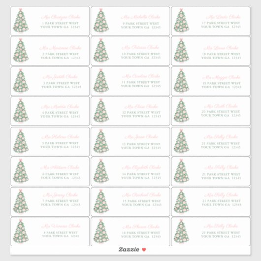 Sticker Maximalist Pink Baubles Cartes de Vacances Adresse (Feuille)