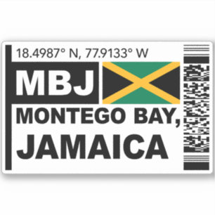 Sticker MBJ Carte d'embarquement de Montego Bay - Voyage e