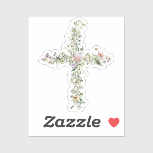 Sticker Meadow fleur sauvage cross Religieux chrétienne (Feuille)