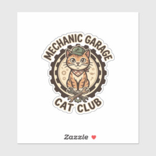 Sticker Mécanicien Garage Chat POD Vector Art - Mécanicien