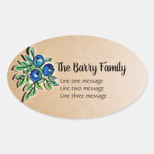 Sticker Med Vintage Blueberry Étiquette personnali (Devant)