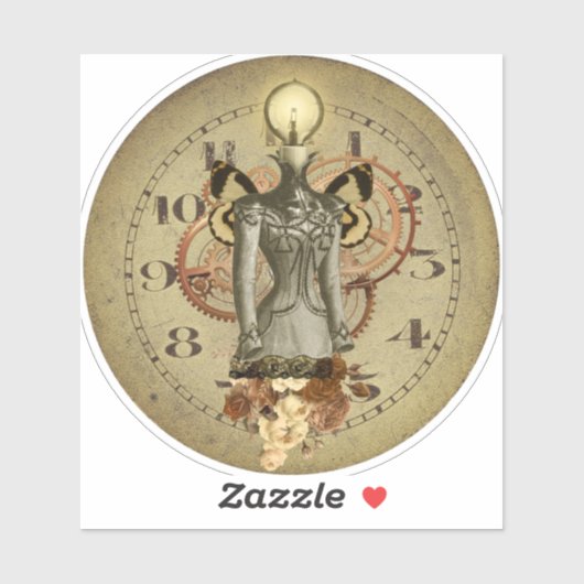 Sticker Médaille de collage de buste féminine Steampunk (Feuille)