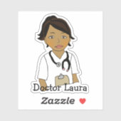 Sticker Médecin Ethnique Personnalisé, Infirmière, Nom du  (Feuille)