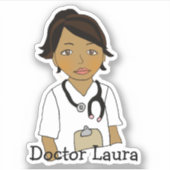 Sticker Médecin Ethnique Personnalisé, Infirmière, Nom du  (Devant)
