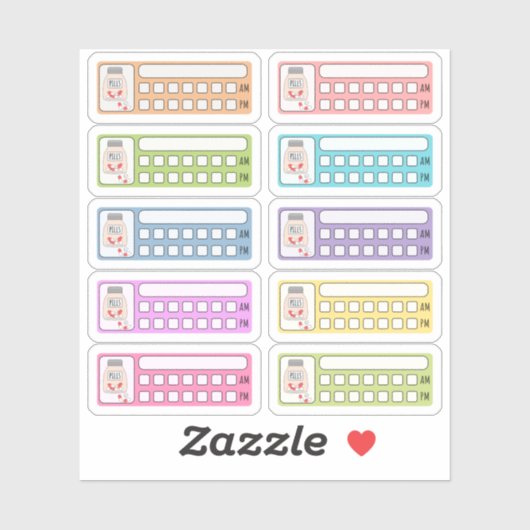 Sticker Médecine quotidienne Vitamine prise Pill Tracker P (Feuille)