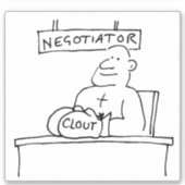 Sticker Médiation et négociations par un Boxer avec Clout. (Devant)