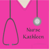 Sticker Médicale Scrubs Uniforme Hot Rose (Devant)