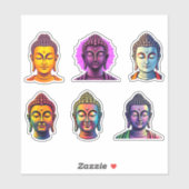 Sticker Méditation colorée Calme Gautama Bouddha (Feuille)