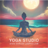 Sticker Méditation Yoga paisible Lune Sky Ocean Beach (Devant)