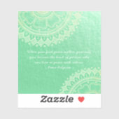 Sticker Méditation Yoga Professeur Vert Or Mandala Citatio (Feuille)