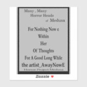 Sticker Medusa 7MMHeads Phrases 2025 Horror Book Awaynowe (Feuille)