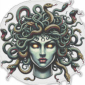 Sticker Medusa face verte pleine de serpents (Devant)