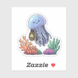 Sticker Méduse lanterne océanique