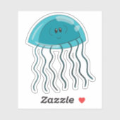 Sticker méduse turquoise (Feuille)