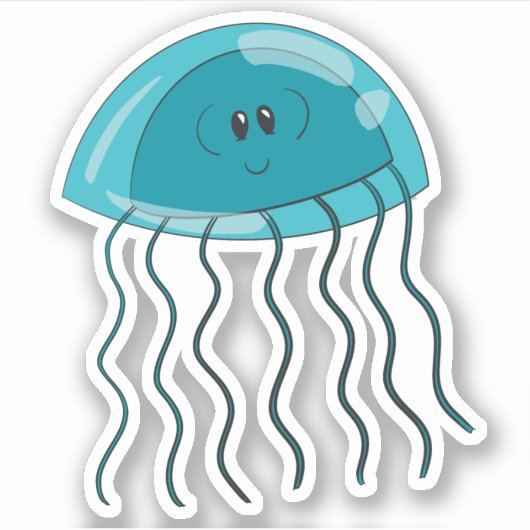 Sticker méduse turquoise (Devant)