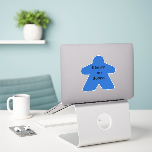 Sticker Meeple bleu (Ordinateur portable sur le bureau)
