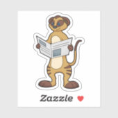 Sticker Meerkat à la lecture d'un journal (Feuille)