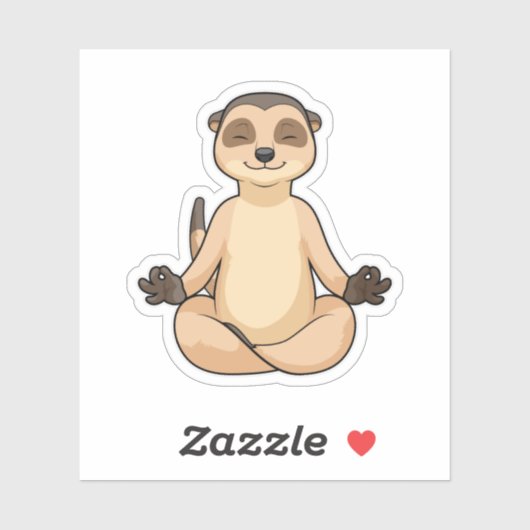 Sticker Meerkat à la méditation de Yoga (Feuille)