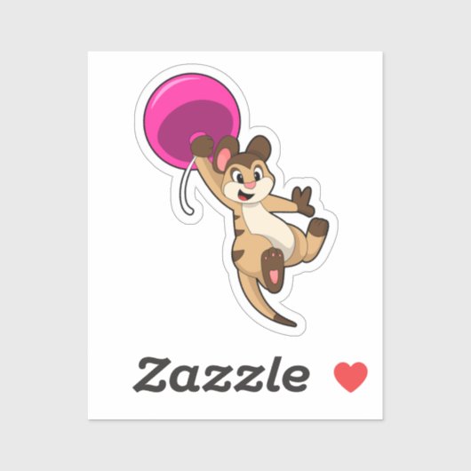 Sticker Meerkat avec ballon (Feuille)